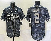 Men's Las Vegas Raiders #2 Ashton Jeanty Grey Camo With Patch Cool Base Stitched Baseball Jersey,baseball caps,new era cap wholesale,wholesale hats